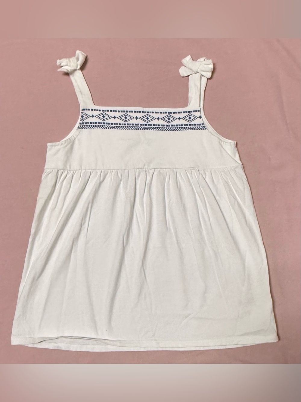 Lands’ End Girls White Tie Strap Tank Size M 10-12
